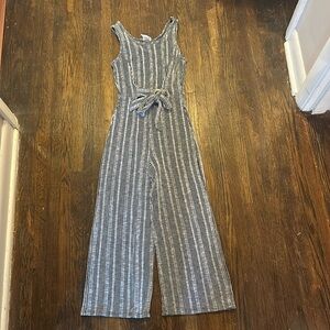 White and black stripped jumpsuit